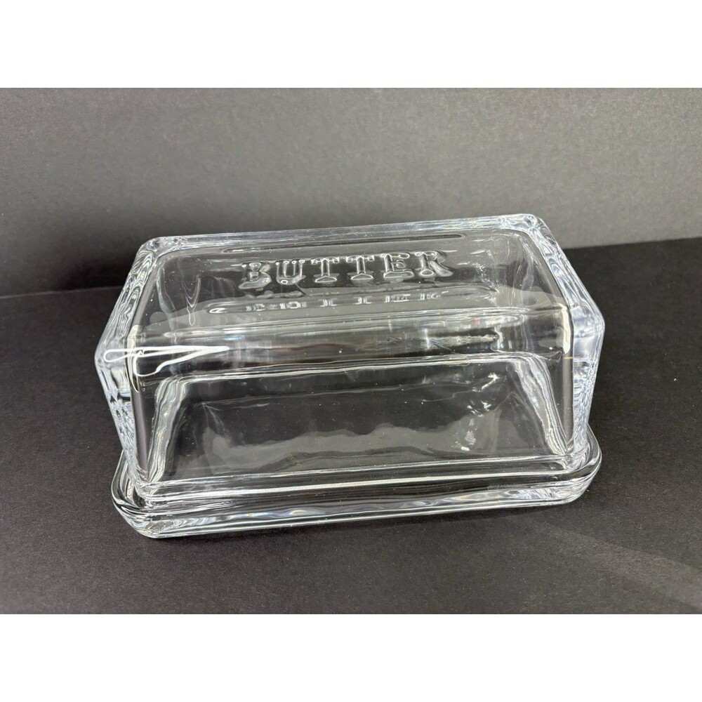 Magnolia Hearth & Hand Clear Glass Butter Dish Farmhouse Joanna Gaines XL Jumbo